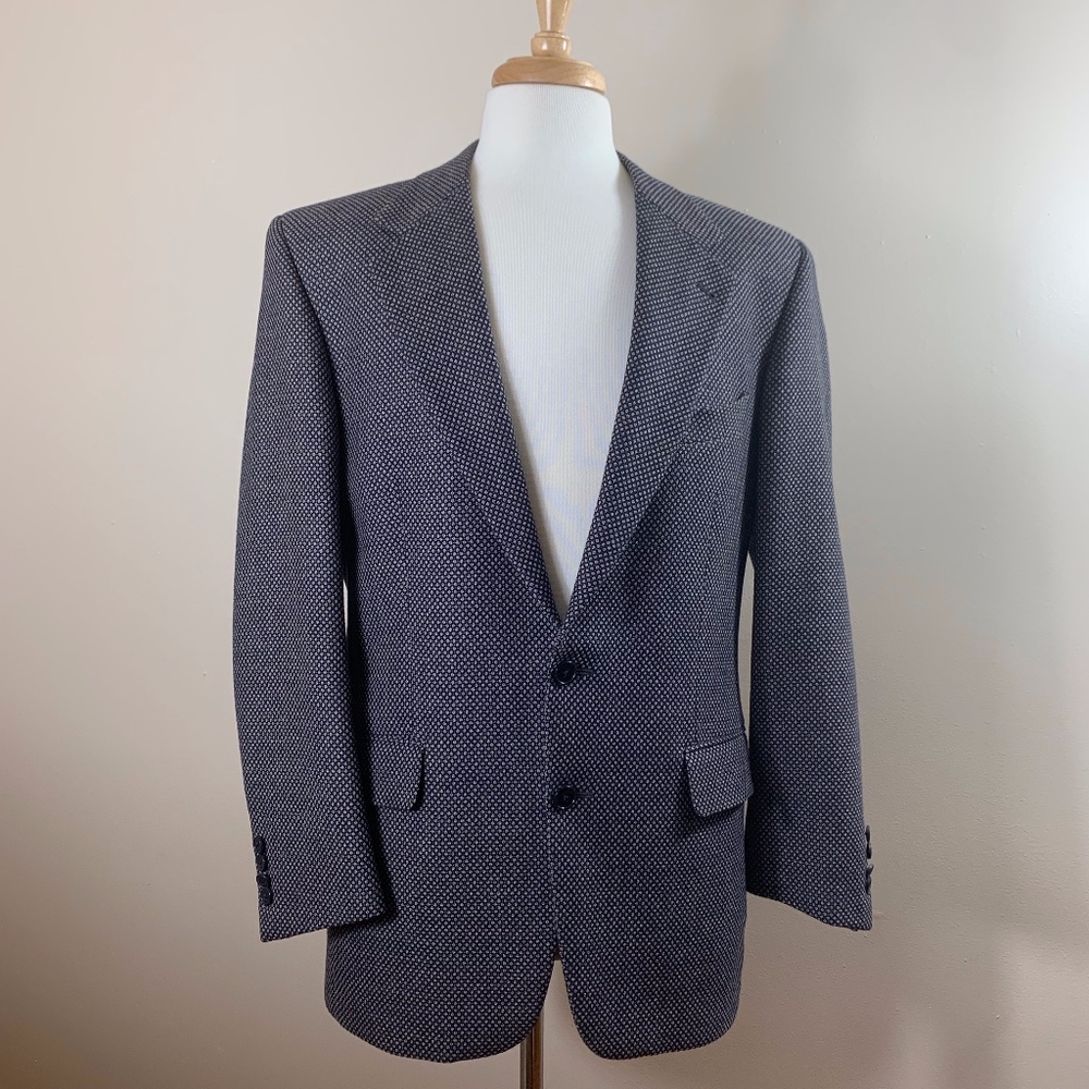 Joseph Abboud Blue Patterned 100% Wool Blazer